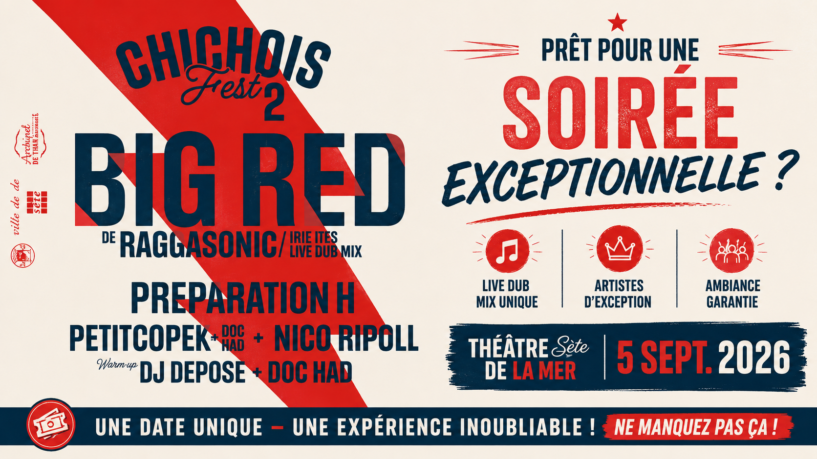 Chichois Fest 2026 : le grand retour au Théâtre de la Mer de Sète pour une édition XXL le 5 septembre à 20h00 !